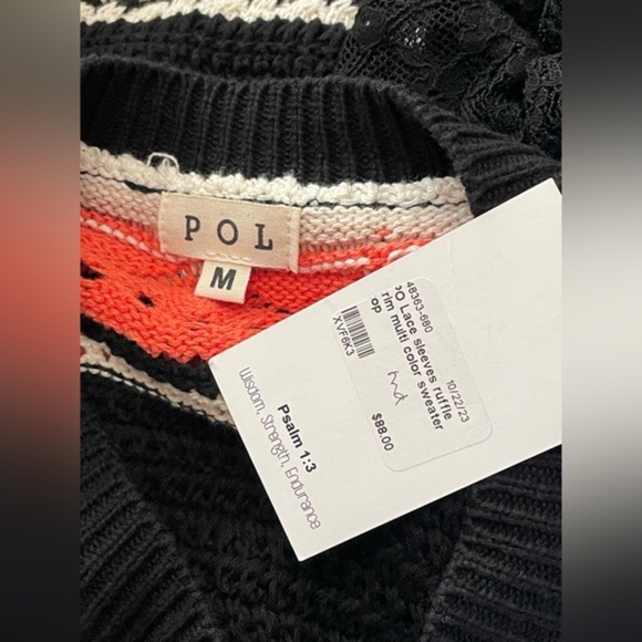 Pol Knit And Lace Multicolored Sweater NWT Medium - Picture 6 of 10